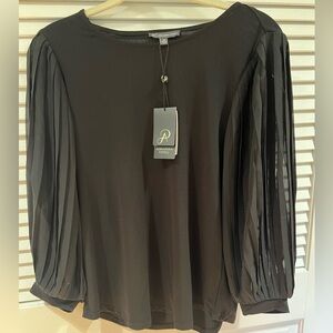 NWT Adrianna Papell Black Balloon Sleeved Top XS